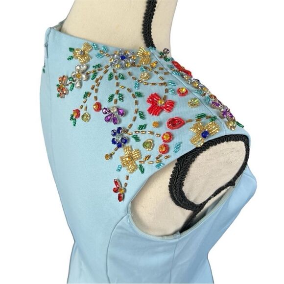 Mac Duggal NWT 26540 BEADED CAP SLEEVE V NECK A LINE GOWN in French Blue… - Picture 8 of 13